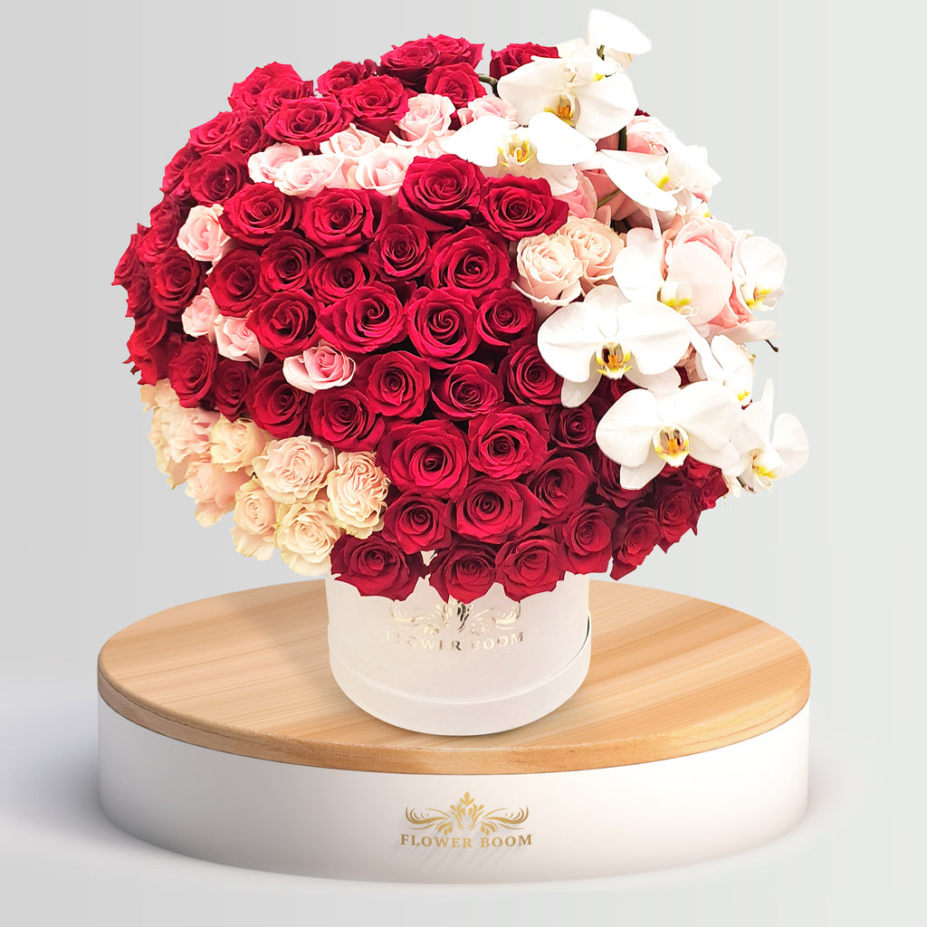 Signature 150 Red & Pink Roses With Orchids | Flowers in SF – Flower ...