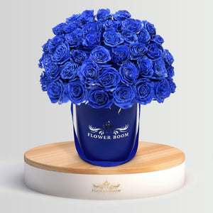 blue roses in a box by Flower Boom San Francisco