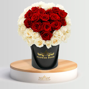 Red Heart Rose Box Black