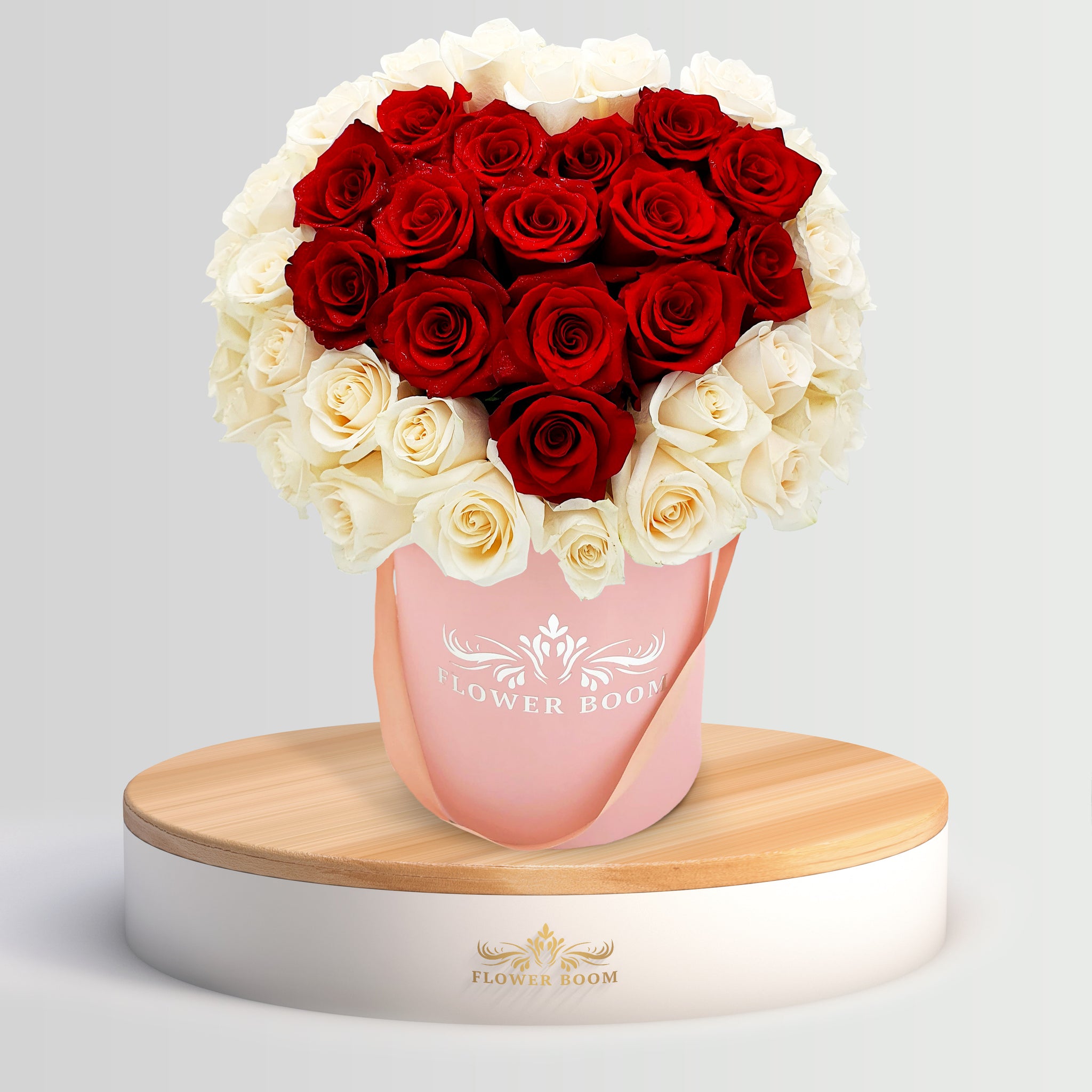 Red Heart Rose Box Pink