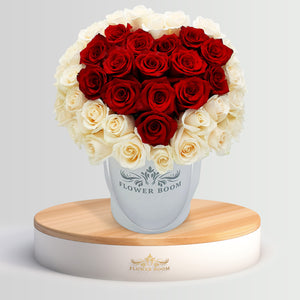 Red Heart Rose Box White